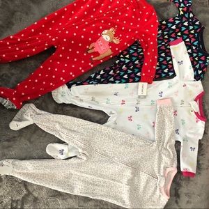Girl 12/18 month Fleece onesies lot
